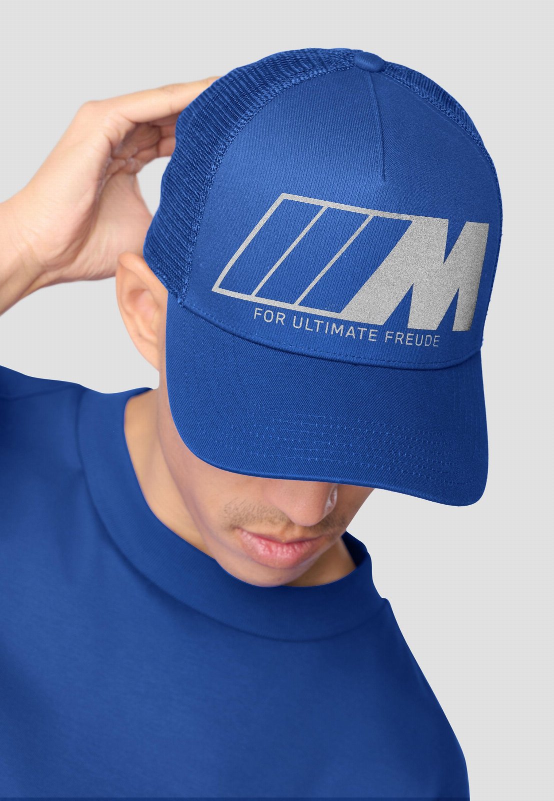 BMW M Reflective Trucker Cap in Blue